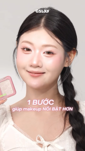 Bảng má hồng bắt sáng 2 ô đa năng GSLAY Glitz Aura Blushlighter Duo phấn má nướng mịn highlight căng sáng 7.6g