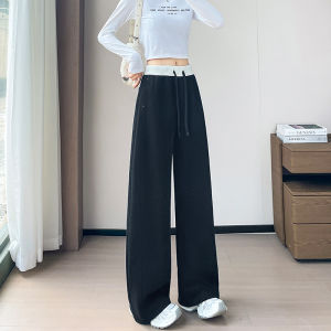 La Chapelle High Waist Wide Leg Pants Womens Casual Loose Banana Sport Sweatpants Knife Edge Straight Tube Poplar Pants