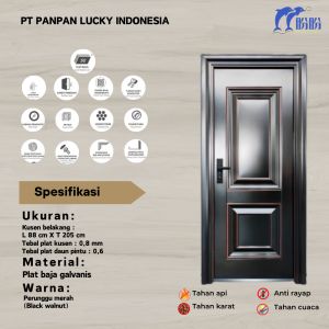 ONE SETT PINTU BAJA SERAT KAYU HITAM / PINTU HOTEL / PINTU APARTEMEN KUALITAS INTERNASIONAL