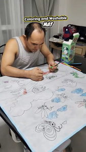 Water-washed canvas graffiti Coloring Blanket Baby Repeated Doodle Picture Book Crawling Mat
