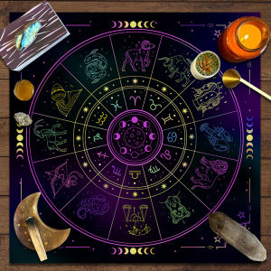 VIKAMA Mystic Astrology Tablecloth Nebula Divination Ceremony Table Dining Table Decor and Accessories Tarot Card Decor