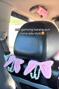 Cangkuk Sandaran Kereta Tempat Duduk Belakang Reka Bentuk Ribbon rama-rama Car Interior Seat Hanger Pearl挂钩车座椅小挂钩