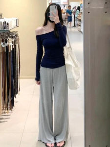 Karrar betsey | Off-Shoulder Long Sleeve T-Shirt Autumn Skinny
