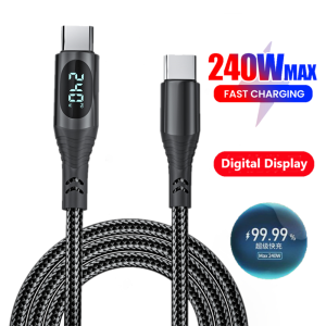 240W Type C to Type C Super Charge Digital Display Cable PD3.1 USB C Data Cable For Iphone 15 16 Samsung s24 s23 Huawei Xiaomi