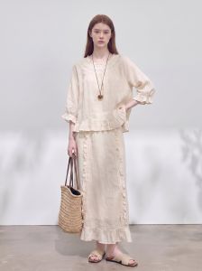 GULILI | Lace Ruffles Lace Round Neck Flared Sleeve Set