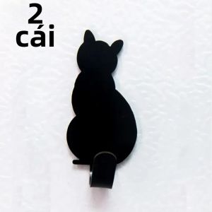 2 Chiếc Móc Treo Kim Loại Tự Dính Họa Tiết Mèo Giá Đỡ Đồ Dùng Nhà Tắm Nhà Bếp Móc Treo Cửa Bằng Thép Không Gỉ Để Treo Quần Áo Khăn Tắm