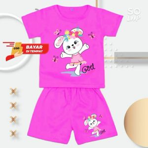 Stelan baju celana anak usia 1-8 tahun lengan pendek girl