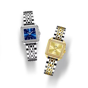 UTHAI Watch Women Authentic Light Luxury and Simple Elegance Gold Square Wristwatch Steel Band Ladies Fashion Quartz Watches W141