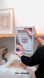 Flowers Crown Mahar Wedding Transparan Rustic Frame 3D - Mahar Uang Pernikahan 37x27cm
