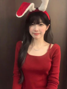 CHANGTONG | Vintage Elegant Red Fitted Slimming Knit Top