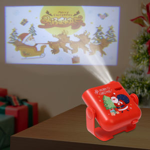 Portable Replaceable Xmas Pattern Projection Ambient Light/ Room Romantic Decorative Background Lamp/ Battery Powered