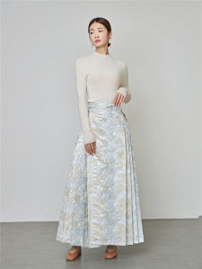 New Chinese Style National Trend Horse Tailed Skirt 2024 New Woven Gold 3D Rose High Waist Spring Summer Fashion Semi-Body Long Skirt Women