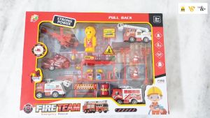 Pull Back Engineering Vehicles Set / Fire Rescue Vehicles Set Mainan Budak Bomba