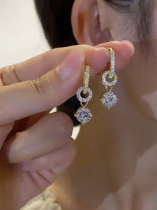 Small Delicate Super Shining Zircon Water Drop Earrings Womens Special-Interest Design Accessible Luxury Full Diamond Ear Clip New Arrival Trendy Silver Pin Earrings