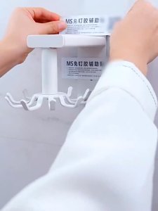 【PLAYFUL】Kitchen Rotating Hook Without Punching Wall-Mounted Spatula Spoon Hanging Rack Kitchen Utensil Storage Rack