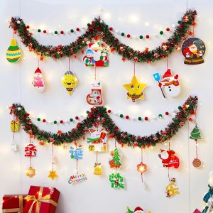 Christmas Decorations Plush Stripe Deer Snowman Colorful Flags Restaurant Wall Decoration Scene Arrangement Curtain Flower