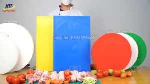 thớt nhựa dày 10cm KT 40x50x10cm chuyên băm chặt nặng 20kg đầy đủ quai xách