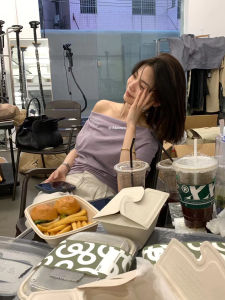 Tagkita Metwo Tím Bóp Áo Ngắn Tay Nữ Áo Thun Phong Cách Pháp Cho Mùa Hè Phần Mỏng Cổ Áo Thông Thường