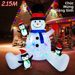 Người Tuyết Bơm Hơi Giáng Sinh Với 3 Chú Chim Cánh Cụt Nhỏ Đồ Trang Trí Sân Cỏ Trang Trí Có Đèn LED Tích Hợp Để Trang Trí Tiệc Ngày Lễ