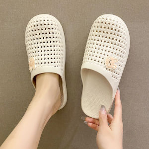 รองเท้าแตะเป่าโถวสําหรับผู้หญิง ฤดูร้อน กันลื่น ระบายอากาศได้ดี ชุดทํางานกีฬา ลำลอง รองเท้าแตะชายหาดครึ่งส้นแบน Pvc Sole แฟชั่นเยาวชน