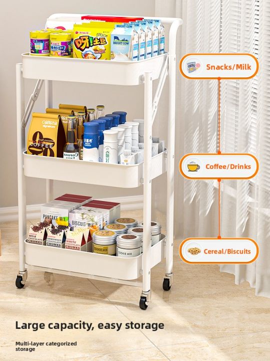 Mobile Food Storage Racks Suobai | Mobile Snack Storage Shelving Foldable Kitchen Layered Rack ...