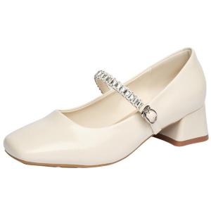 Josiny | French Mary Jane Women Shoes Chunky Heel Square Toe Flats Spring/Summer