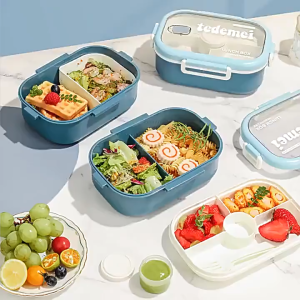 LUNCH BOX TEDEMEI 6783 KOTAK MAKAN 2 SEKAT KAPASITAS 1100ML FREE SENDOK GARPU ANTI TUMPAH