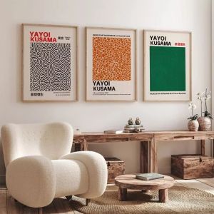 Japanese Artist Yayoi Kusama Exhibition Poster Print Canvas Painting Colorful Abstract Wall Art Picture Read Room Decor Unframed