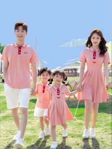 High-End Family Matching Summer Clothes Pure Cotton Ethnic Style Skirt for Mom Dad And Kids One Three Four Members of Family