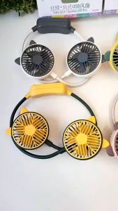 พัดลมห้อยคอ พัดลมตั้งโต๊ะ พัดลมตั้งพื้น แบบชาร์จ USB ขนาดพกพา ลายการ์ตูนน่ารัก ลมแรง ปรับได้3ระดับ พัดลมกีฬา
