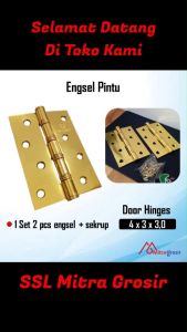 Engsel Pintu Bearing 4 Inch GP / Engsel Jendela / Engsel Pintu Rumah 4 Baut Kuning Silver
