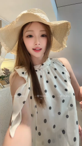 Áo sơ mi nữ không tay chấm bi đơn giản phiên bản Hàn Quốc cổ yếm