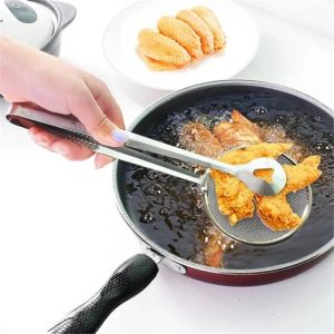 Stainless Steel Filter Spoon With Clip Oil-Frying BBQ Colander Filter