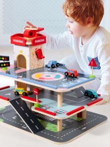 Large Wooden 3D Simulation Parking Garage Educational Toy