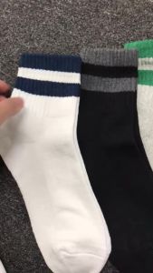 Tất vớ nam nữ cổ trung lửng cao U.ni kẻ sọc nhiều màu hàng xuất Nhật dày đẹp êm chân ấm áp phong cách tối giản