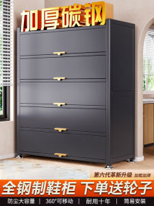 Steel Shoe Cabinet Indoor Large Capacity Floor Standing Hinged Door Multi-layer Home Entrance Storage Organizer Dustproof