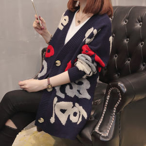 Ladies Knitted Sweater Spring Style plus Size Cardigan Outerwear V-Neck Long Sleeve Thickened Flattering Commute Fashion