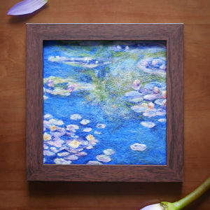 Diy Material Kit Sheep Wool Felt Monet Waterlily Picture Frame Decoration Home Decor Couple Gift