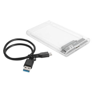 USB 3.0 3.1 External Hard Drive Enclosure 2.5 Inch SATA to USB3.0 UASP Clear Portable Hard Drive Case HDD Tool-Free Transparent