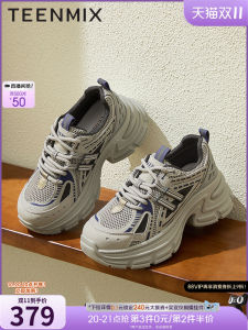 Teenmix Retro Thick Bottom Heightening Dad Shoes Sports Casual Womens Shoes Spring New Style BK831AM5 round Toe Wear Resistant