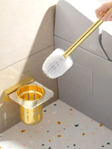 Wall-Mounted Toilet Brush Home Use No Dead Angle No Punching Shelf Bathroom Cleaning Tool Replacement Head Bathroom Accessories