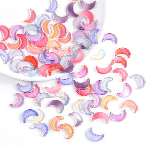 10Pcs 16x11mm Colorful Moon Glass Beads Pendant Charms for Jewelry Making DIY Friendship Bracelet Necklace Earring Accessories