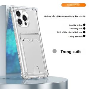 Ốp Điện Thoại Chống Rơi Bốn Góc Trong Suốt Mạ Điện Có Khe Đựng Thẻ Dành Cho iPhone 17 Pro Max 13 14 15 16 Bảo Vệ Toàn Diện