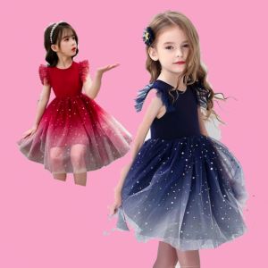 Kids High Quality Princess Dress Party Dress Girl Sleeveless Lace Ruffles Tulle Princess Dress for Girls 4-8 Years Old