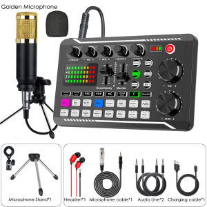 Live Sound Card Professional BM-800 Microphone Wireless Bluetooth Webcast Sound Card for PC Computer Phone Karaoke Singing Game