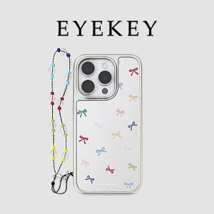 Eyekey Ins Style Mirror Face Girl Colorful Butterfly Knot  17Promax Phone Case New 16 Model 14 Makeup Mirror 12 Chain Lanyard 13 Niche 15 Protective Cover