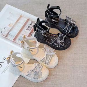 Girls Sandals 2022 New Summer Elementary School Student Princess Big Kids Kids Shoes Rhinestone Bow