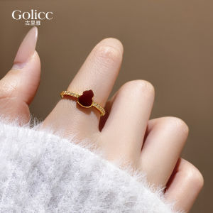 Red Gourd Micro-Set Open Ring for Women Luxury Design Finger Ring Fashion Jewelry Alloy Material Adjustable Size Ladies Ring