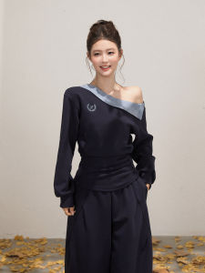 THROUS | Bộ Đồ Mùa Xuân: Áo Hoodie Tay Dài Trễ Vai và Quần Dài