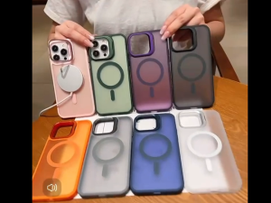 Metal Lens Stand Magnetic For iPhone 17 ProMax 17 Air 16 15 14 Pro Max Plus Matte Shockproof Wireless Charge Cover Matte Case